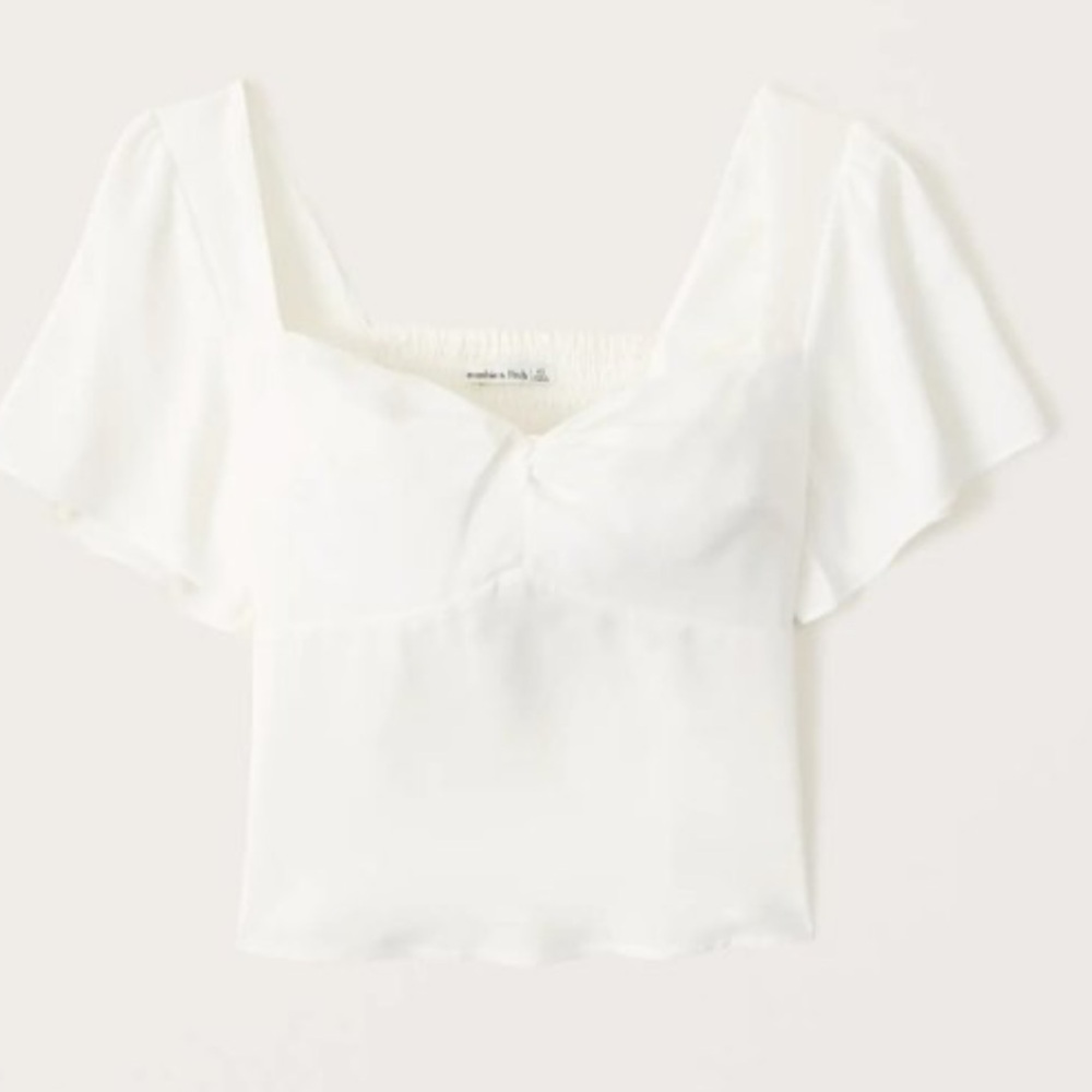 NWT A&F White Flutter Sleeve Blouse